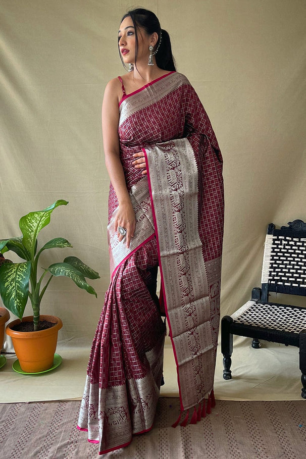 Buy MySilkLove Aubergine Purple Kanjivaram Silk Saree Online