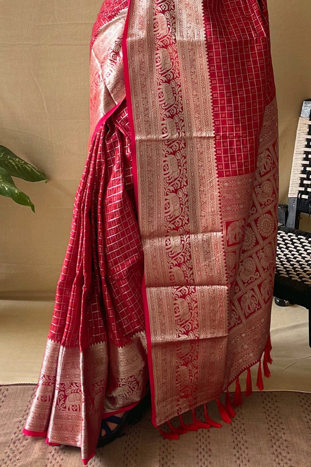 Buy MySilkLove Crail Red Kanjivaram Silk Saree Online