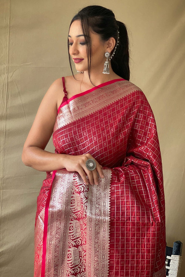 Buy MySilkLove Crail Red Kanjivaram Silk Saree Online