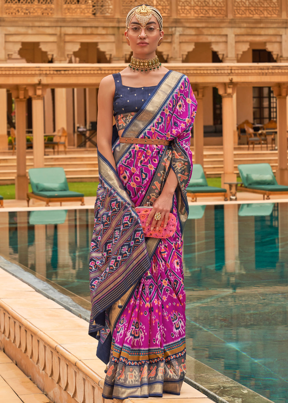 Buy MySilkLove Hopbush Purple Woven Patola Silk Saree Online