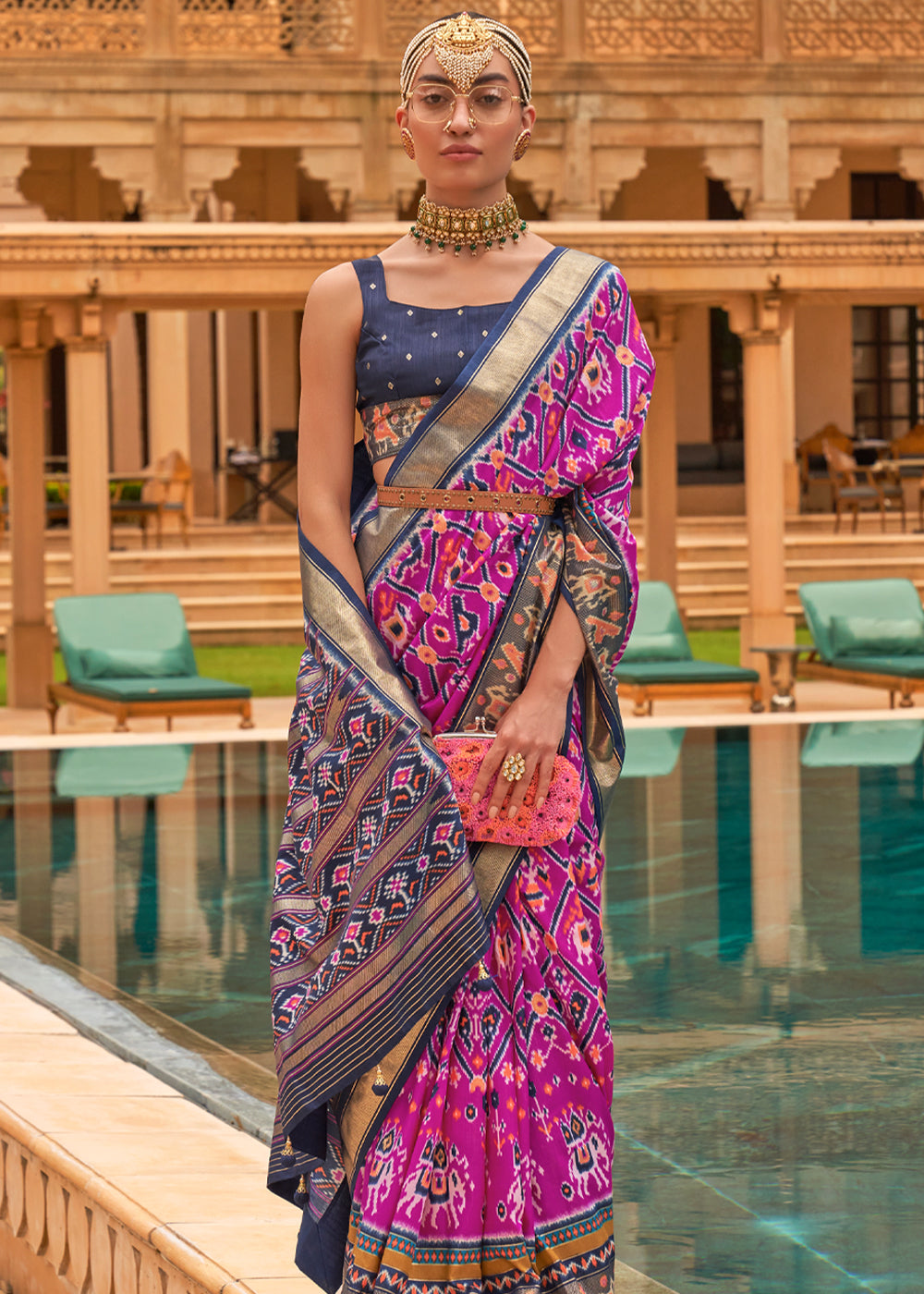 Buy MySilkLove Hopbush Purple Woven Patola Silk Saree Online