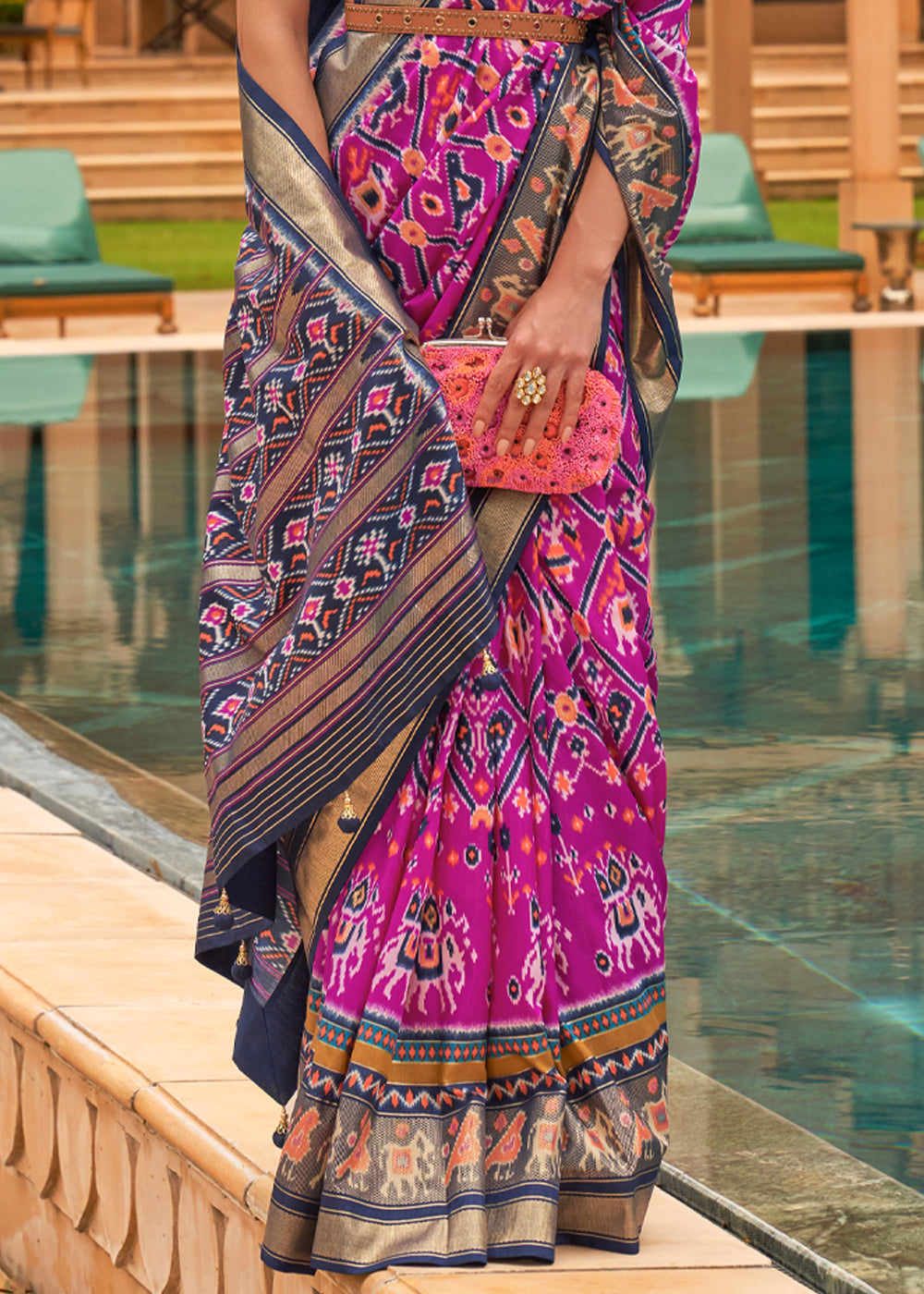 Buy MySilkLove Hopbush Purple Woven Patola Silk Saree Online