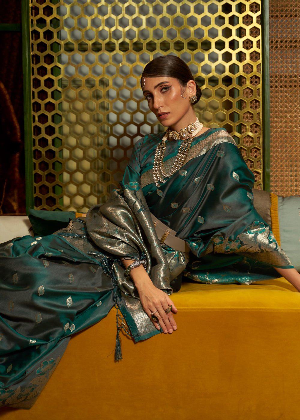 Buy MySilkLove Racing Green woven Banarasi Silk Saree Online