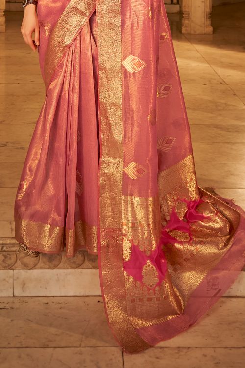 Buy MySilkLove Sienna Pink Banarasi Silk Saree Online