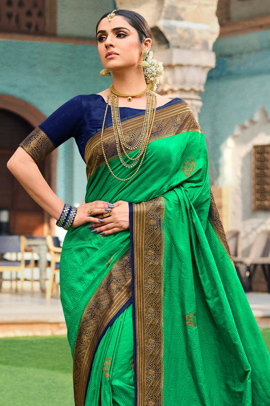 Buy MySilkLove Salem Green Kanjivaram Saree Online