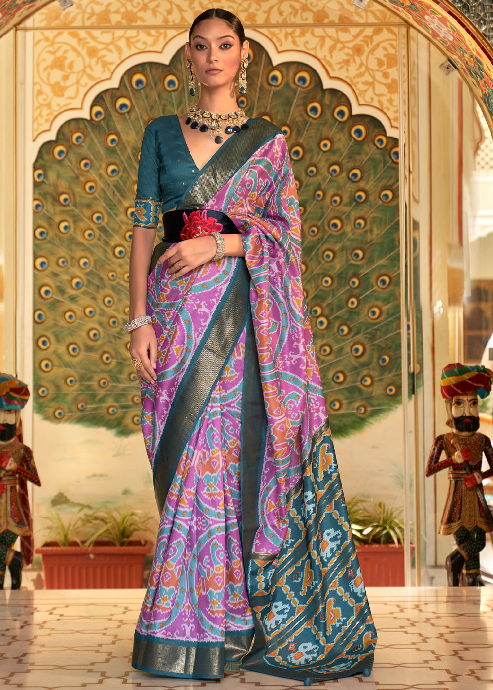 Buy MySilkLove Blossom Purple Woven Patola Silk Saree Online