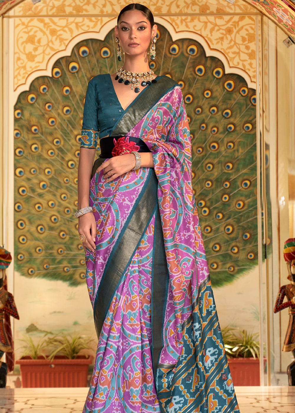 Buy MySilkLove Blossom Purple Woven Patola Silk Saree Online