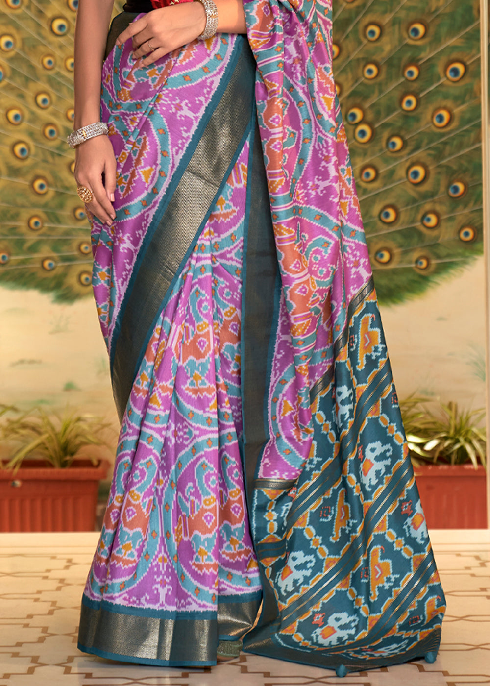 Buy MySilkLove Blossom Purple Woven Patola Silk Saree Online