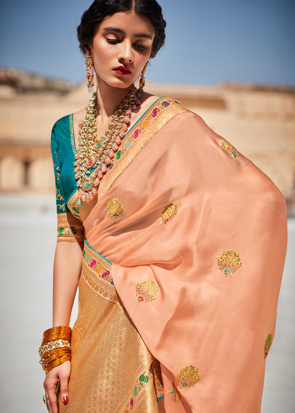 Buy MySilkLove Tumbleweed Orange Woven Banarasi Soft Silk Designer Saree Online