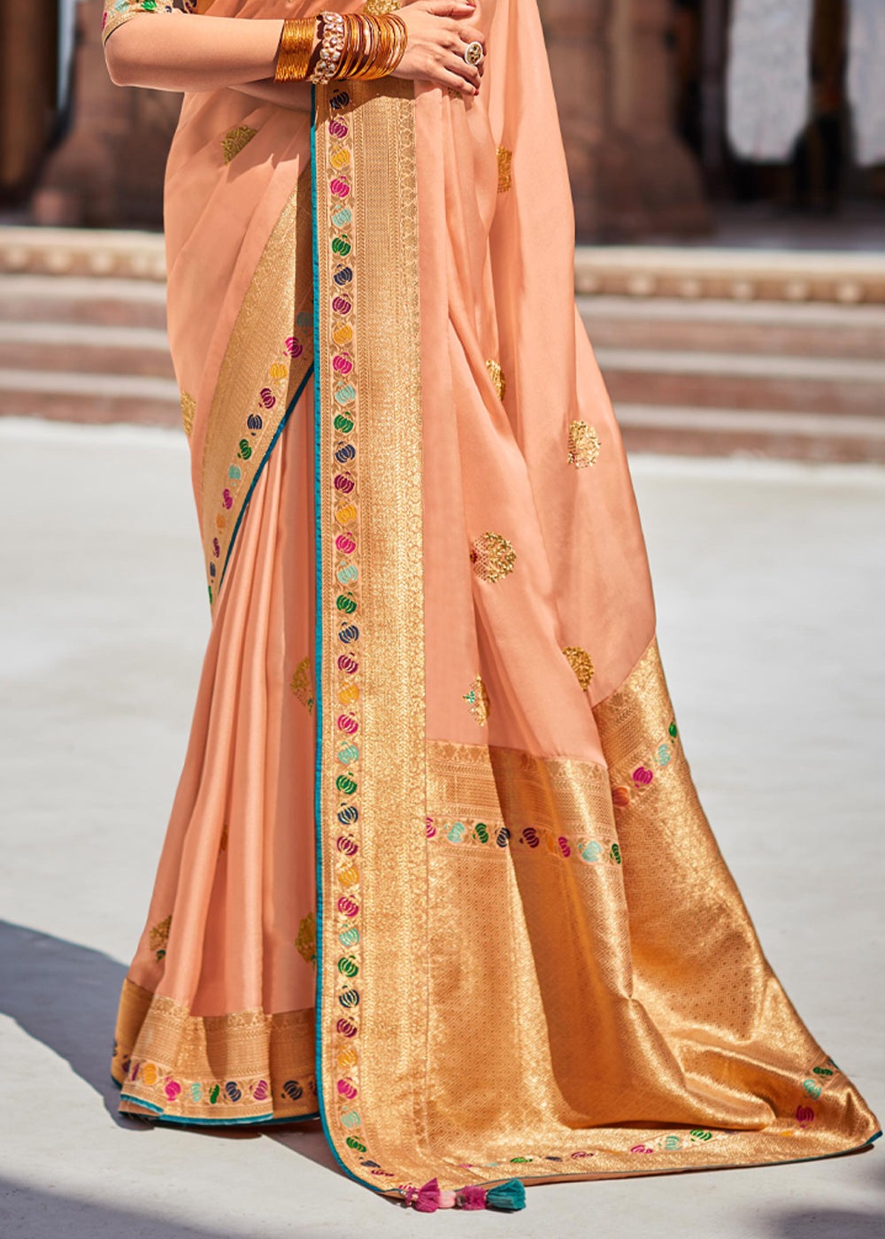 Buy MySilkLove Tumbleweed Orange Woven Banarasi Soft Silk Designer Saree Online