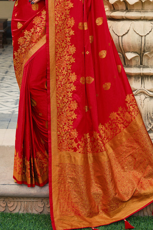 Buy MySilkLove Red Salsa Kanjivaram Saree Online