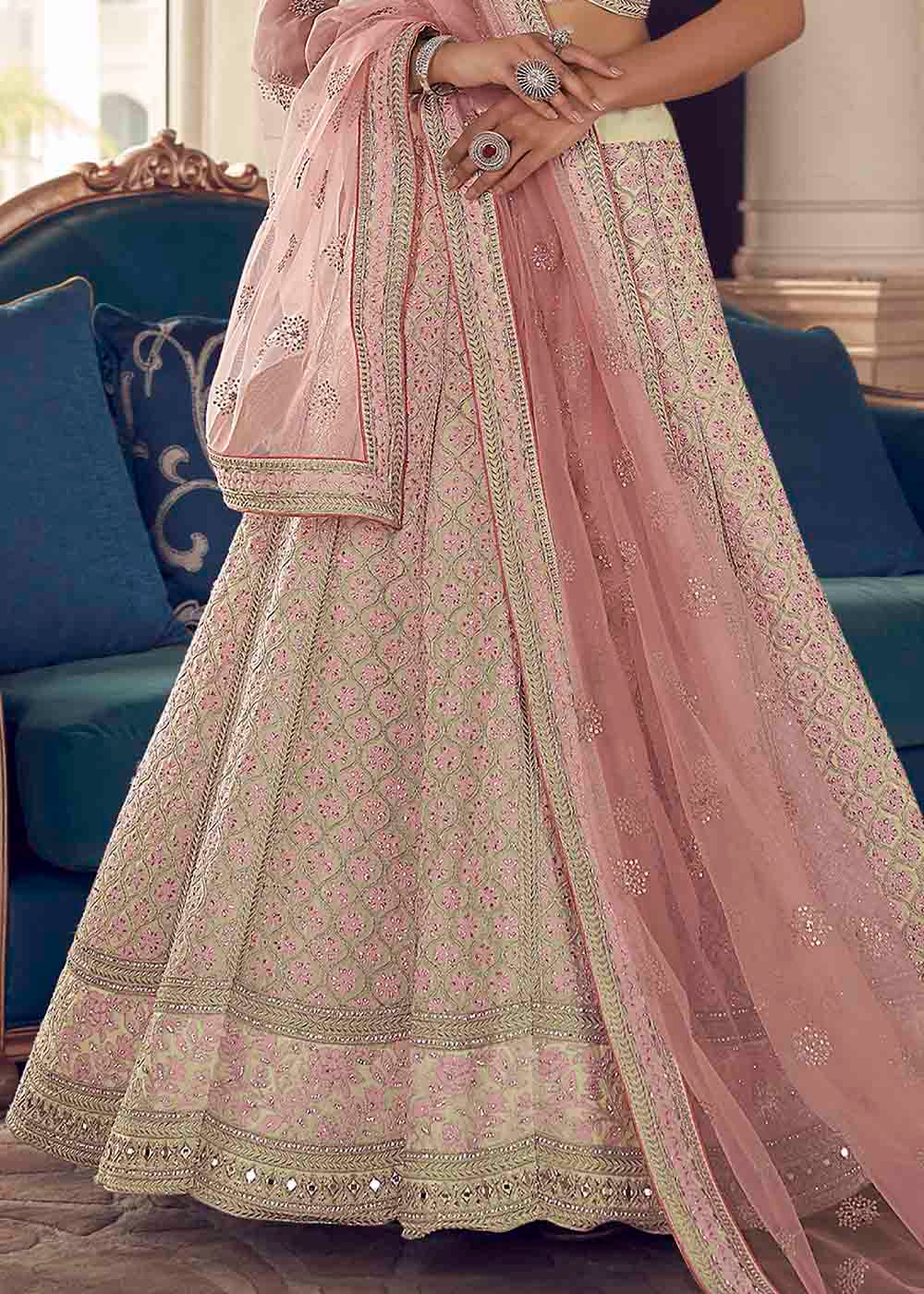 Buy MySilkLove Rose Fog Pink Art Silk Lehenga Choli Online