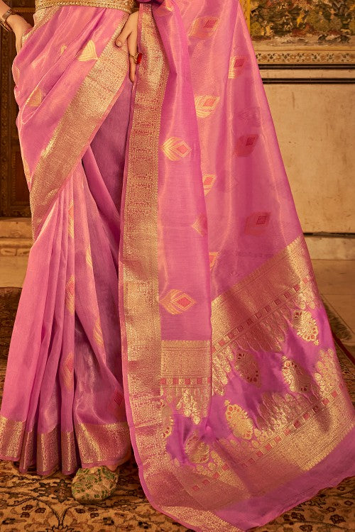 Buy MySilkLove Carissma Pink Banarasi Silk Saree Online