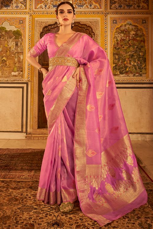 Buy MySilkLove Carissma Pink Banarasi Silk Saree Online