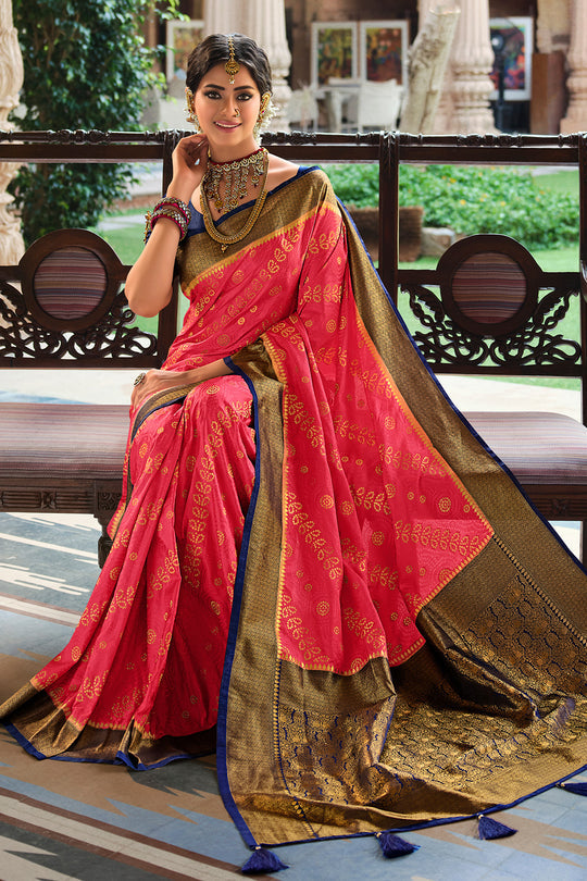 Buy MySilkLove Salmon Pearl Pink Kanjivaram Saree Online