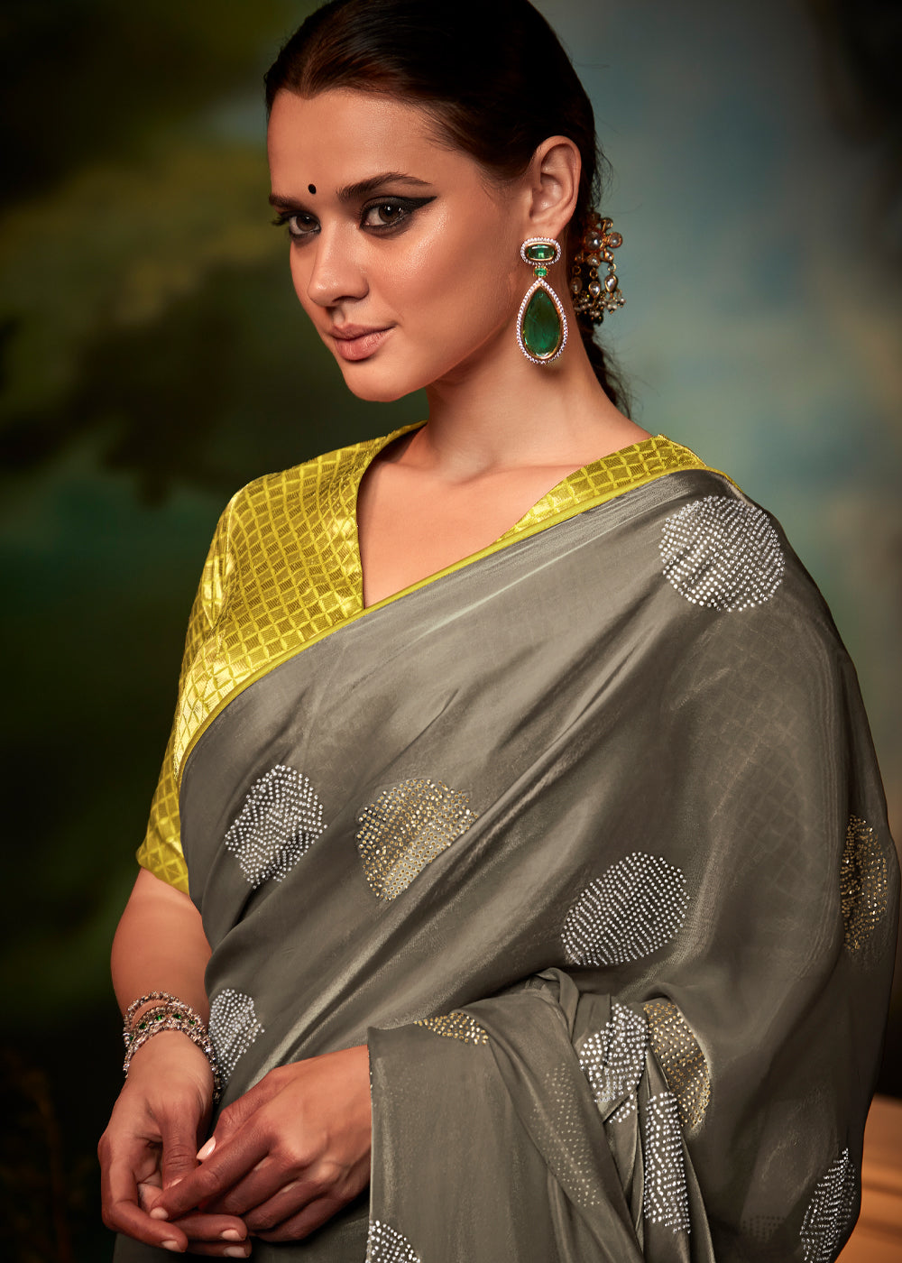 Buy MySilkLove Pine Cone Green Woven Banarasi Soft Silk Designer Saree Online
