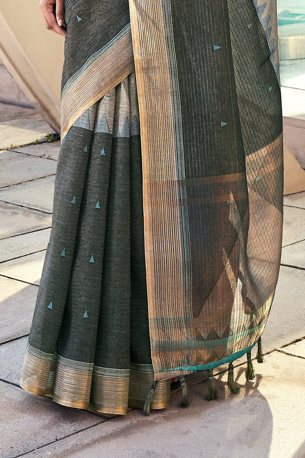 Buy MySilkLove Heavy Green Printed Cotton Silk Saree Online