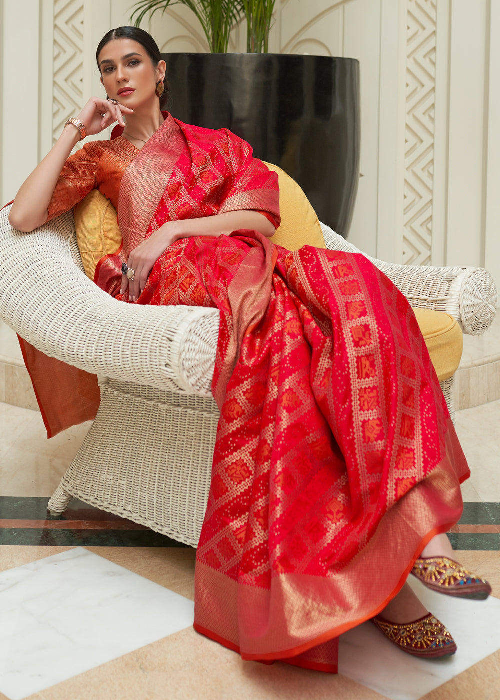 MySilkLove Mojo Red Woven Patola Saree