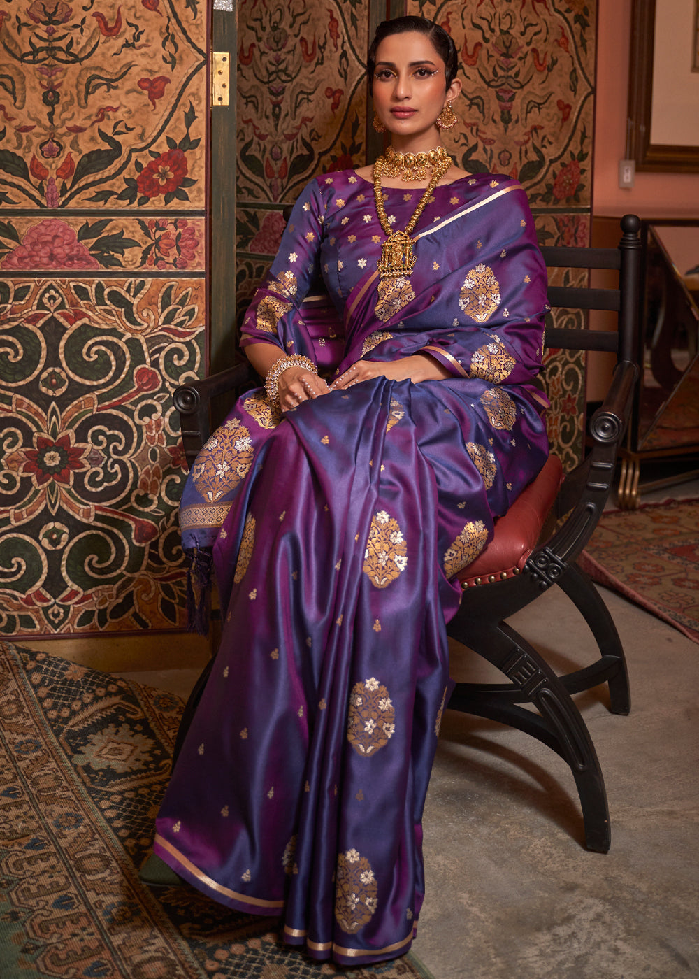 MySilkLove Mystic Purple Woven Satin Silk Saree