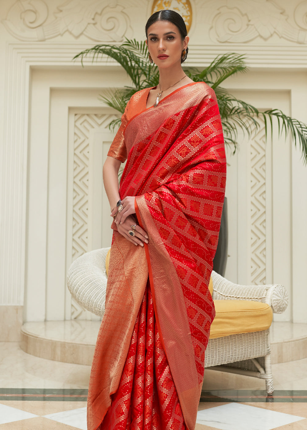 Buy MySilkLove Mojo Red Woven Patola Saree Online