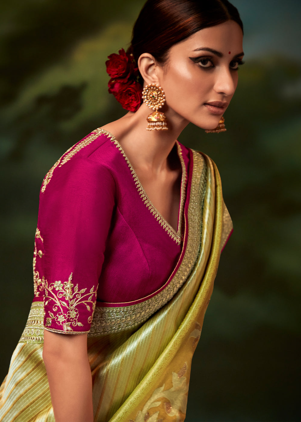 Buy MySilkLove Tacha Yellow Woven Banarasi Soft Silk Designer Saree Online