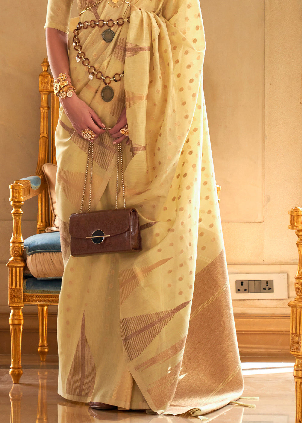 Buy MySilkLove Harvest Gold Yellow Banarasi Woven Tissue Silk Saree Online