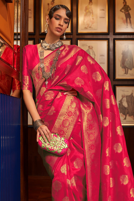 Buy MySilkLove Cherry Red Kanjivaram Silk Saree Online