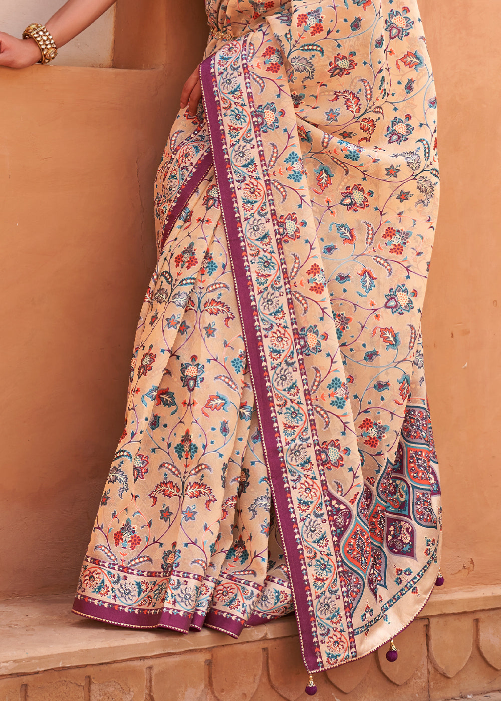 Buy MySilkLove Tacao Brown Patola Printed Tissue Silk Saree Online