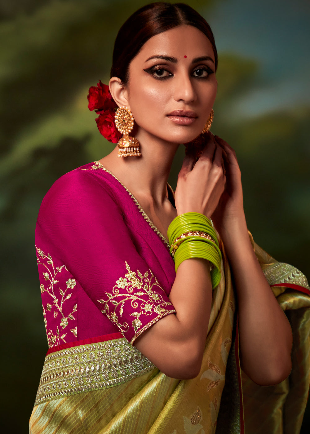 Buy MySilkLove Tacha Yellow Woven Banarasi Soft Silk Designer Saree Online