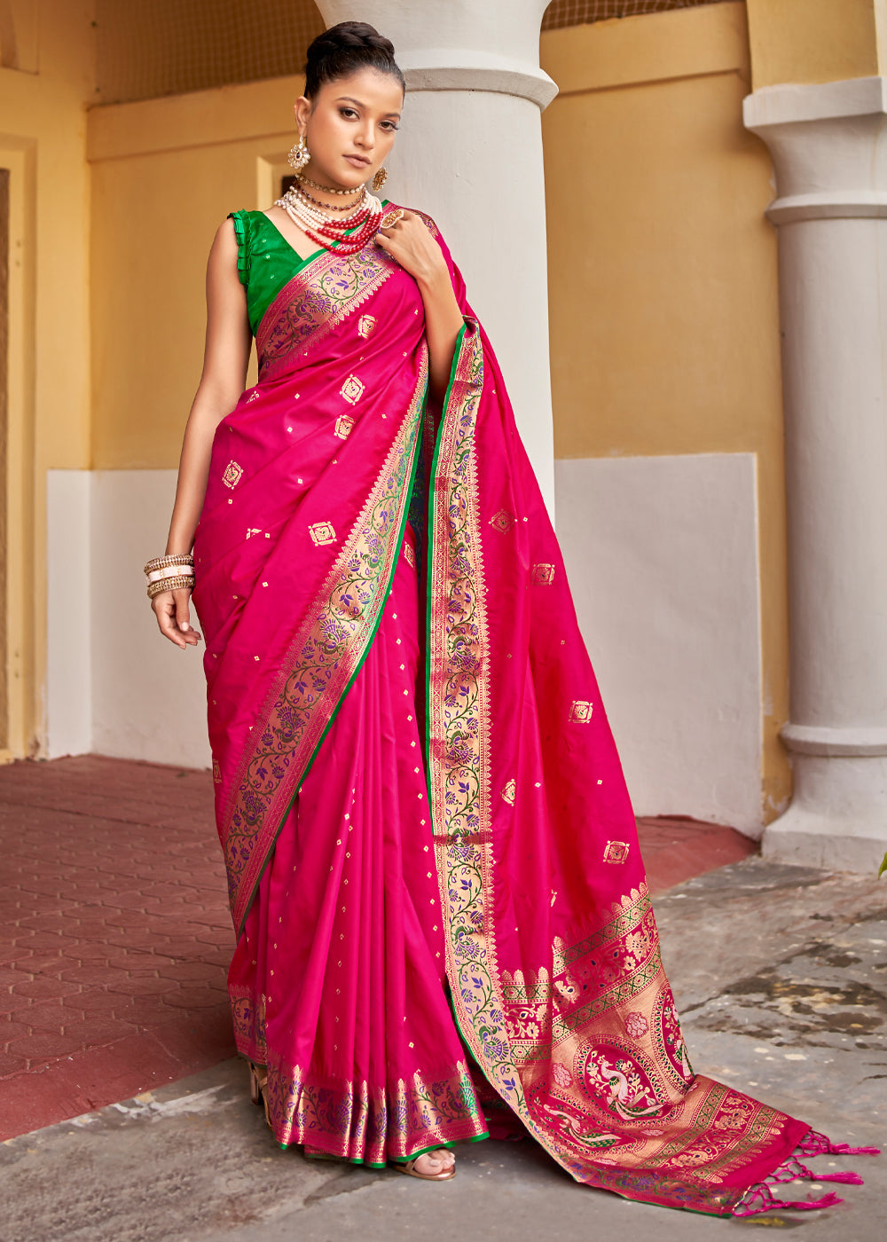 Buy MySilkLove Rose Pearl Pink Banarasi Woven Soft Silk Saree Online