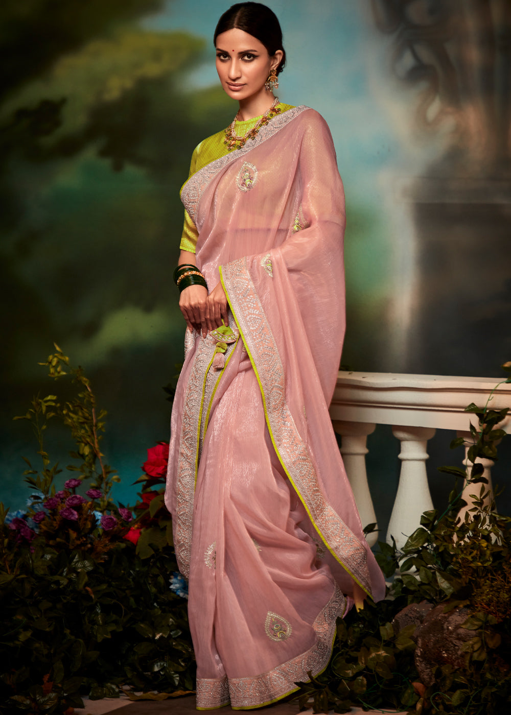 Buy MySilkLove Watusi Pink Woven Designer Organza Silk Saree Online