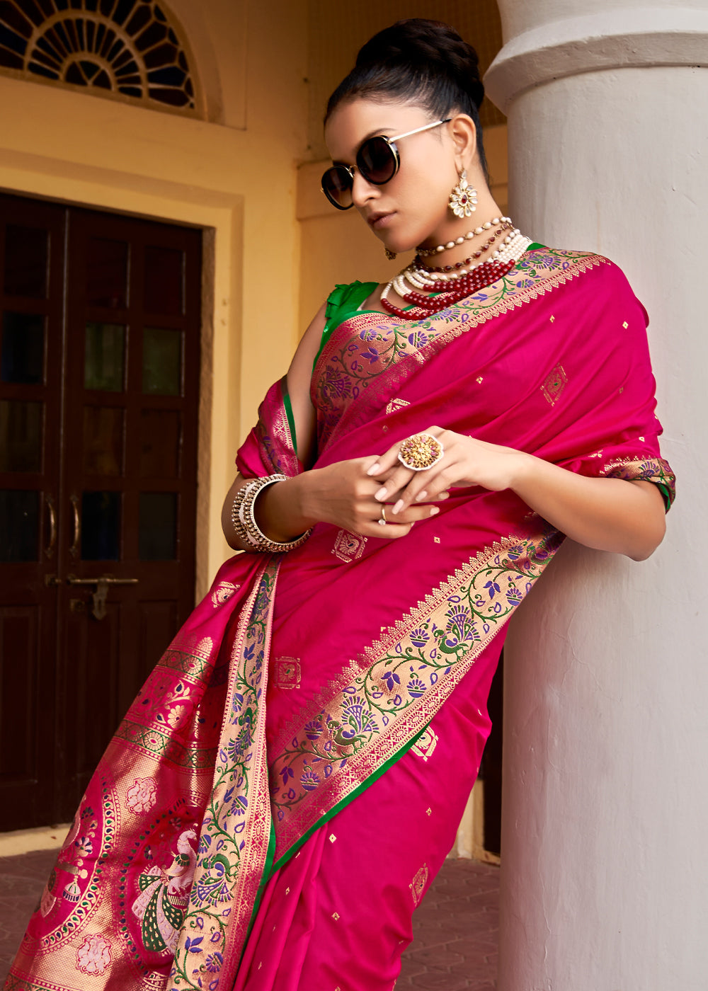 MySilkLove Rose Pearl Pink Banarasi Woven Soft Silk Saree