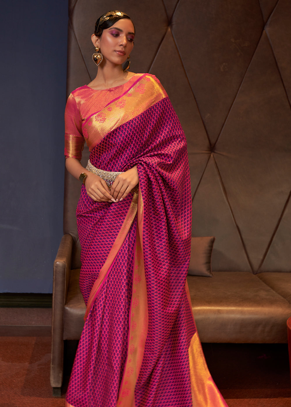 Buy MySilkLove Dingy Pink Woven Banarasi Silk Saree Online