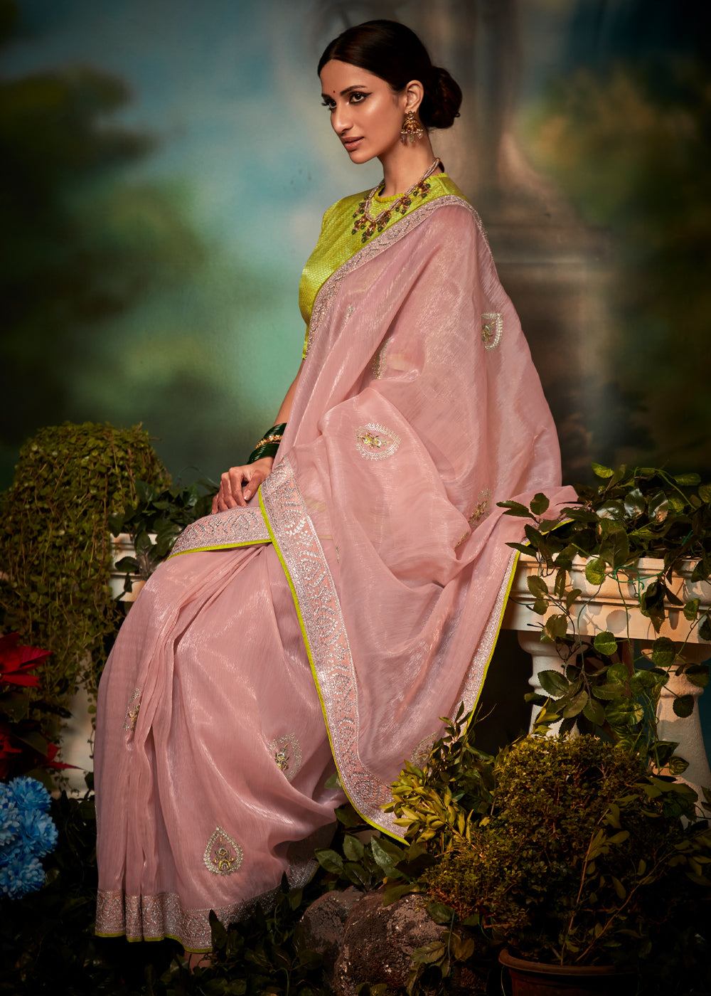 Buy MySilkLove Watusi Pink Woven Designer Organza Silk Saree Online