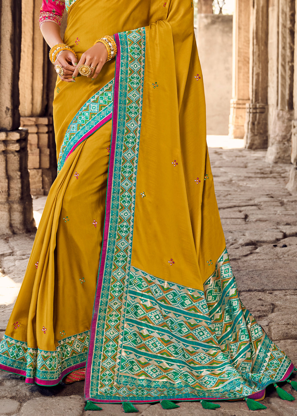 Buy MySilkLove Ronchi Yellow Banarasi Woven Silk Saree with Designer Blouse Online