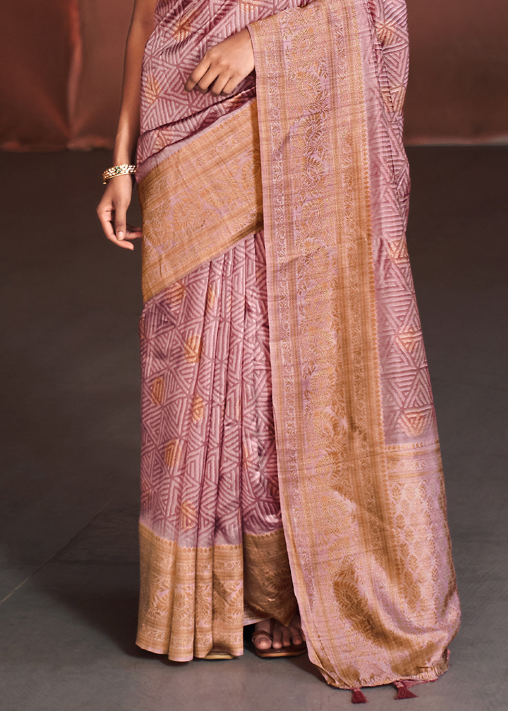Buy MySilkLove Careys Pink Banarasi Woven Printed Silk Saree Online
