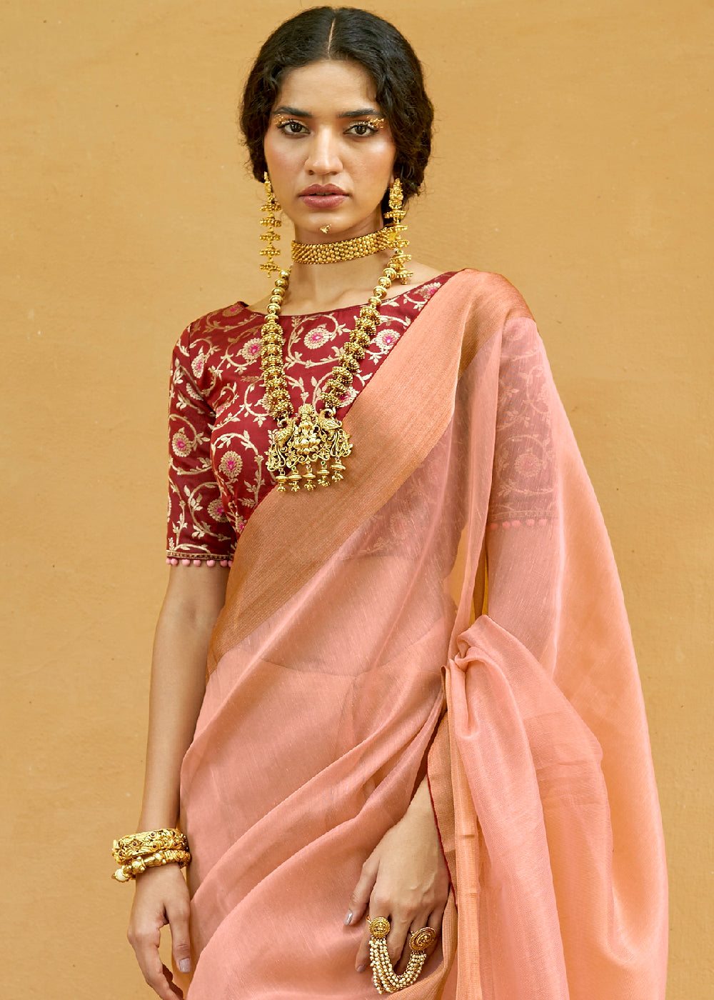 Buy MySilkLove Tonys Pink Soft Tissue Organza Silk Saree Online