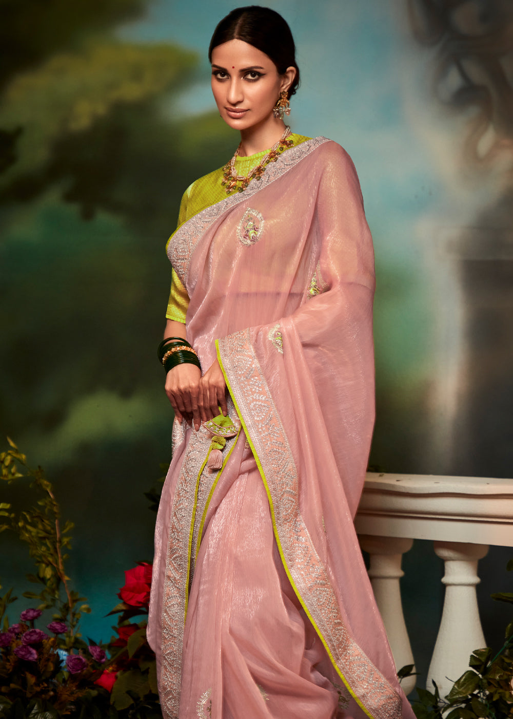 Buy MySilkLove Watusi Pink Woven Designer Organza Silk Saree Online