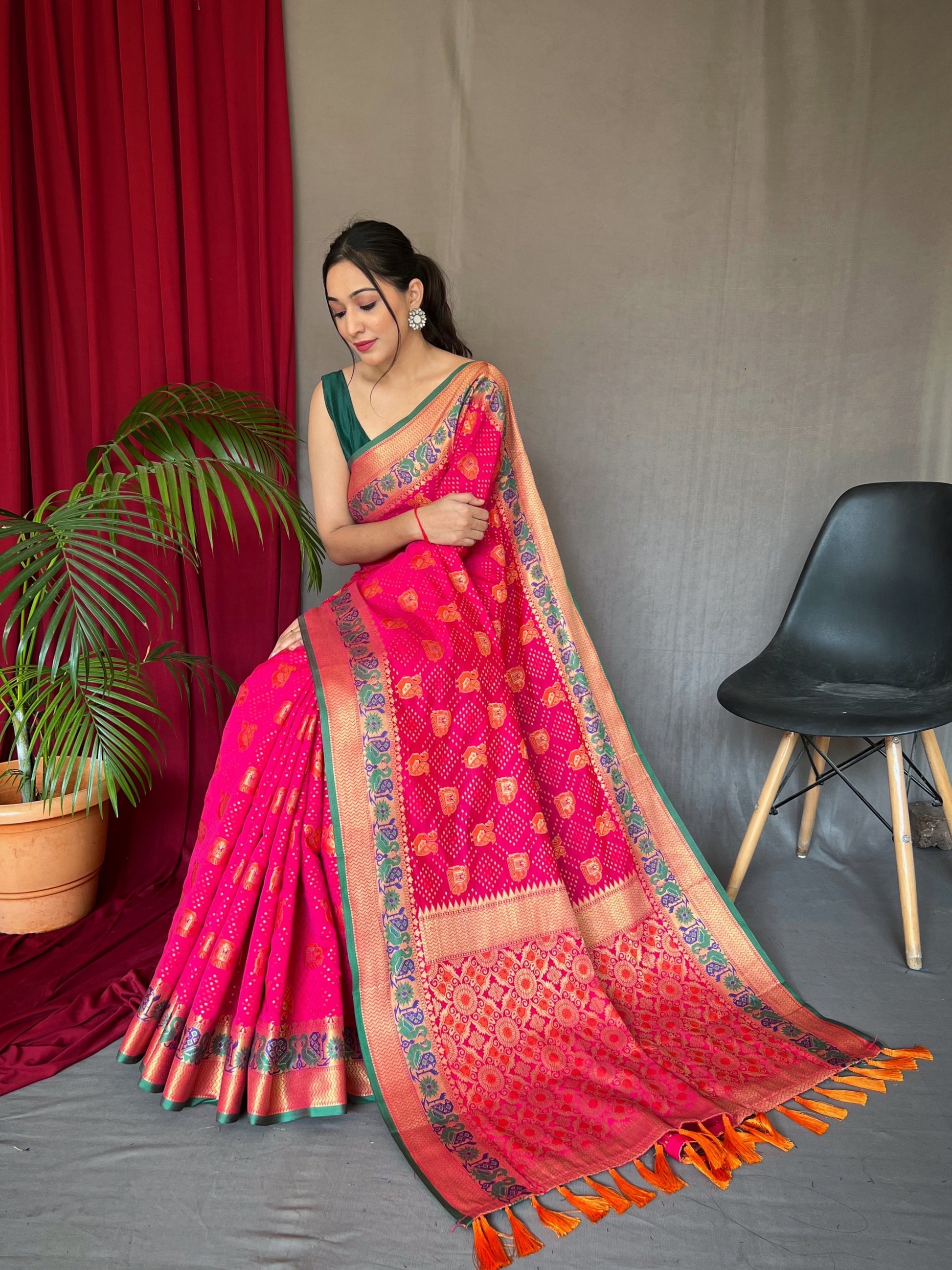 Buy MySilkLove Hot Pink Kutch Patola Woven Silk Saree Online