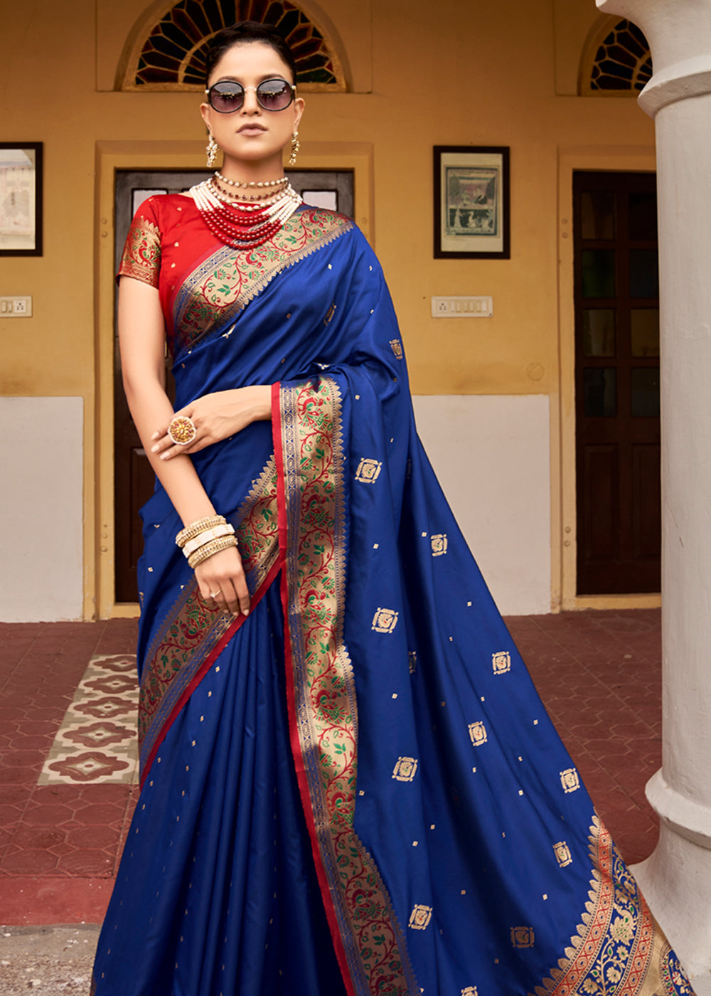 Buy MySilkLove Midnight Blue Banarasi Woven Soft Silk Saree Online