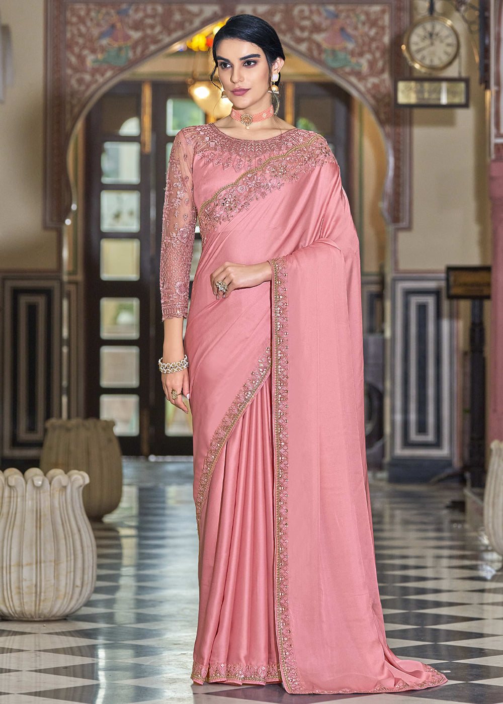 Buy MySilkLove Petite Pink Woven Designer Silk Saree Online