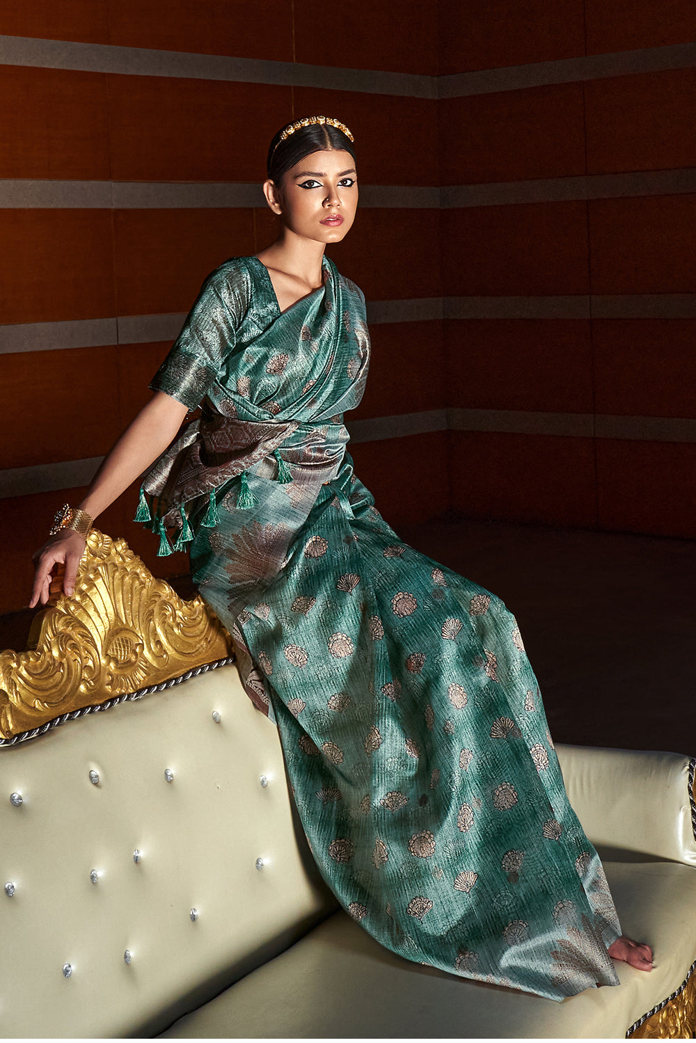 MySilkLove Sea Nymph Green Digital Printed Silk Saree