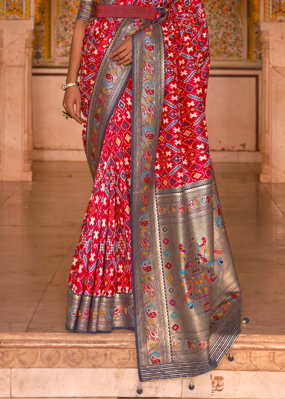 Buy MySilkLove Alizarin Red Woven Patola Paithani  Silk Saree Online