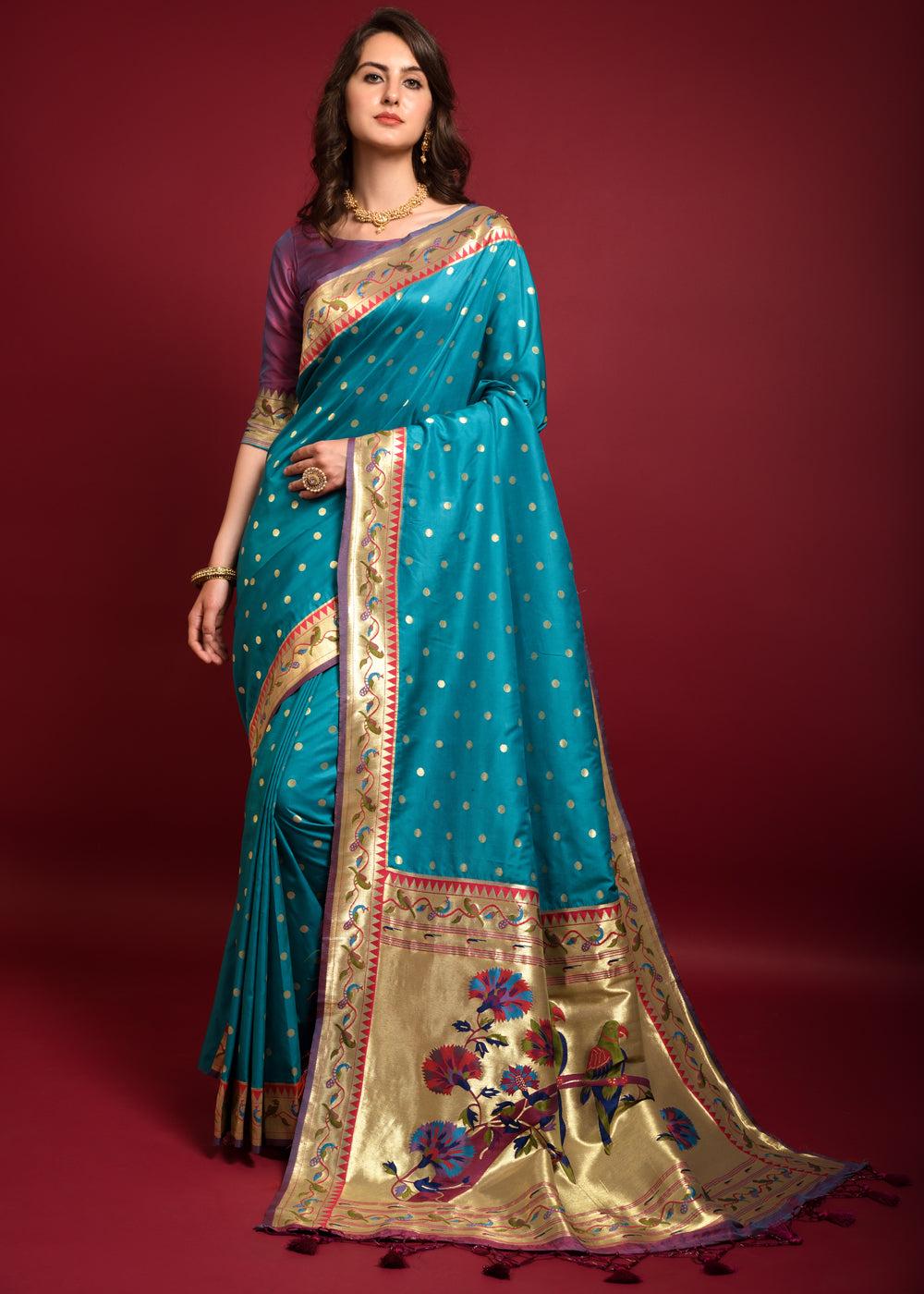 Buy MySilkLove Picton Blue Woven Paithani Silk Saree Online