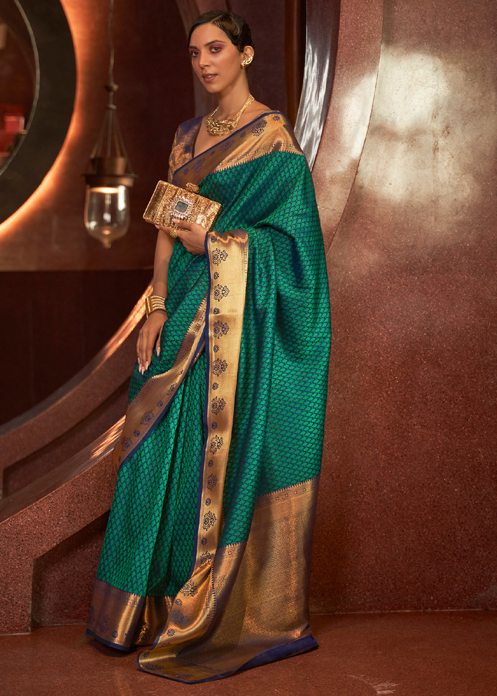 Buy MySilkLove Watercourse Green Woven Banarasi Silk Saree Online