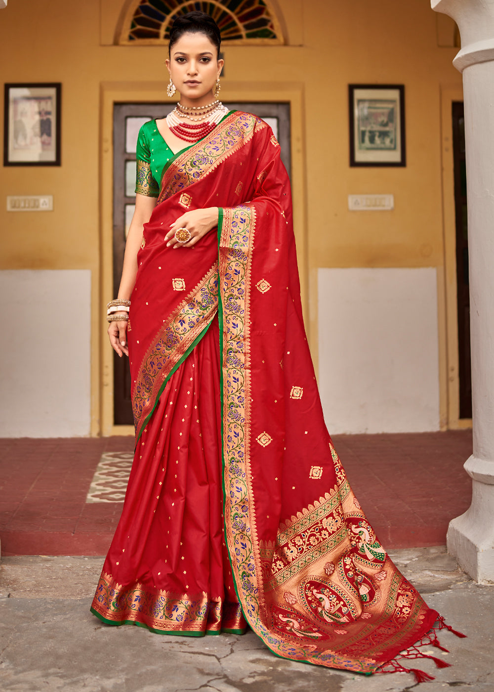 Buy MySilkLove Rusty Red Banarasi Woven Soft Silk Saree Online