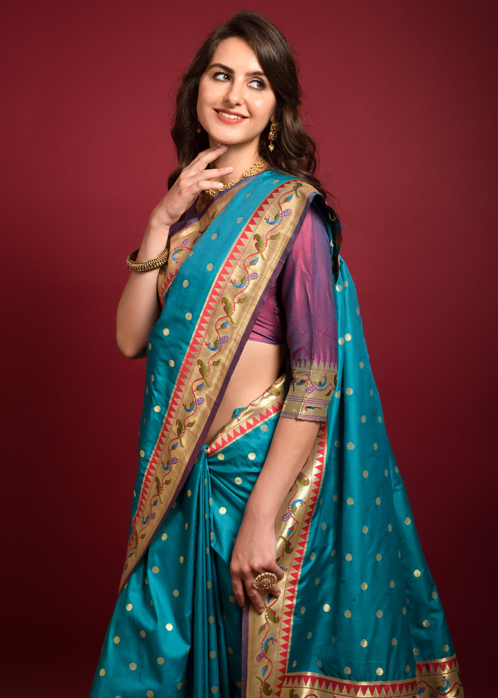 Buy MySilkLove Picton Blue Woven Paithani Silk Saree Online