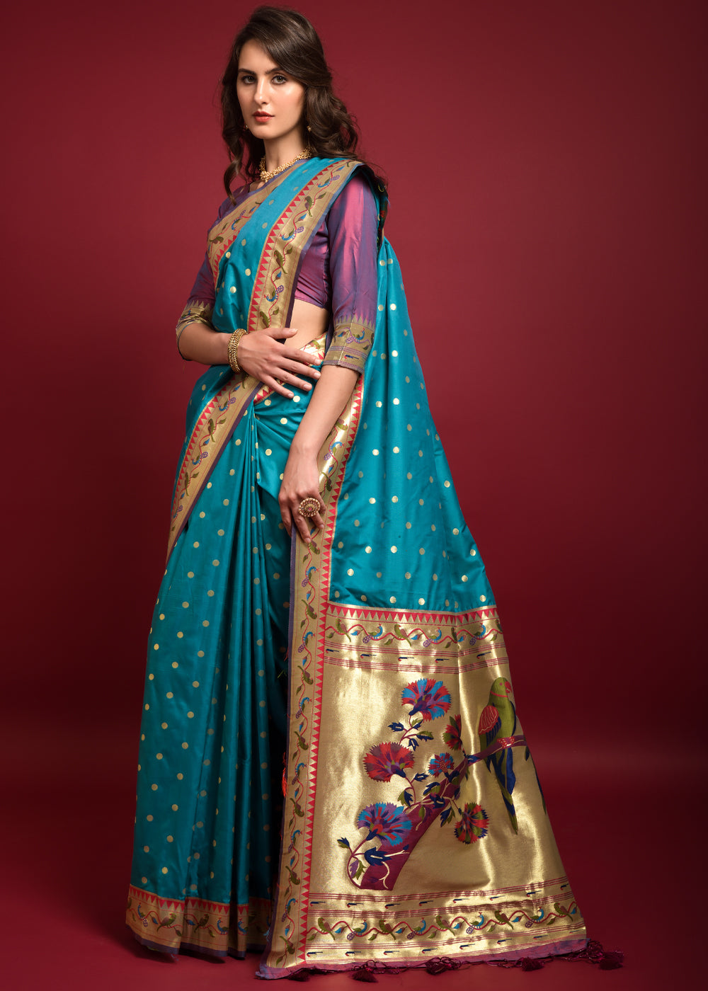 Buy MySilkLove Picton Blue Woven Paithani Silk Saree Online