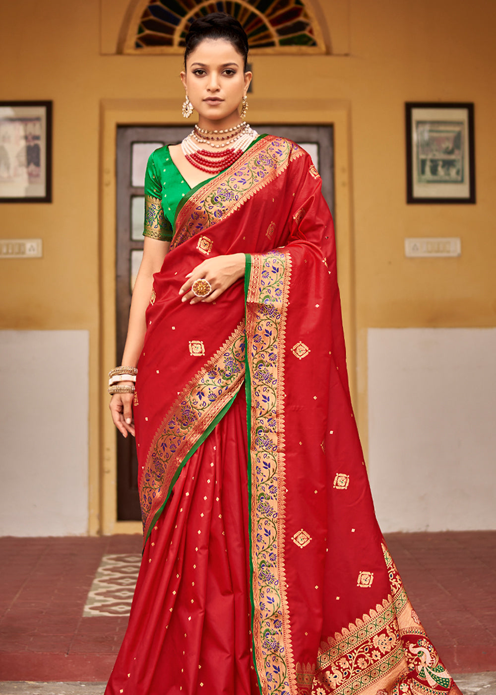 Buy MySilkLove Rusty Red Banarasi Woven Soft Silk Saree Online