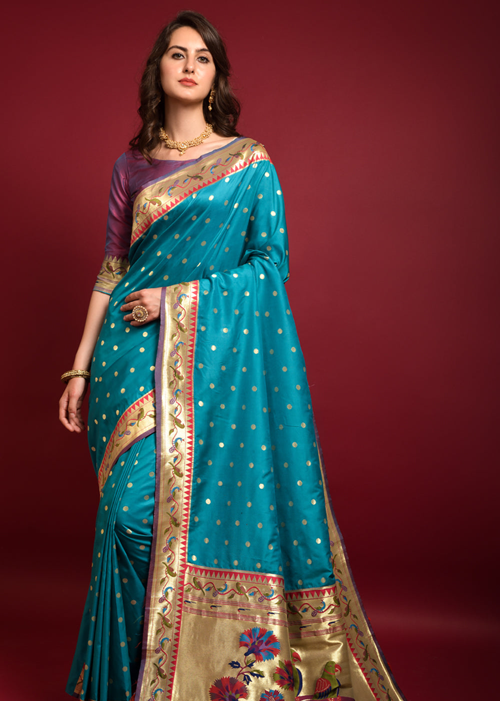 Buy MySilkLove Picton Blue Woven Paithani Silk Saree Online